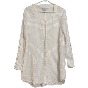 Soft Surroundings White 100% Linen Tunic Blouse